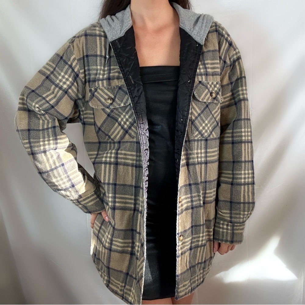 Vintage 90s basic editions men’s hooded flannel jacket coat shacket unisex small